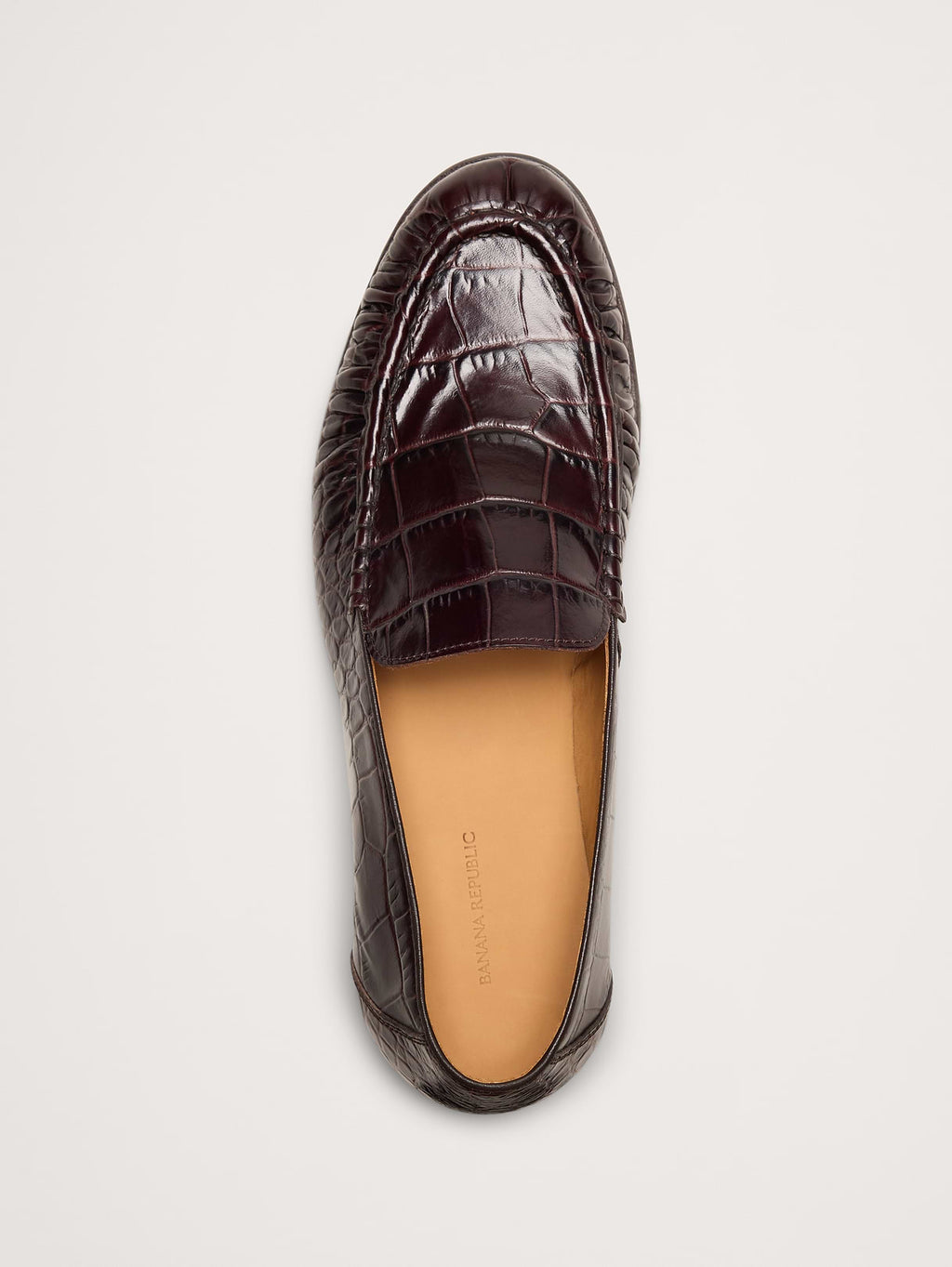 Leather Moc-Toe Loafer - Dark Brown Croc Embossed