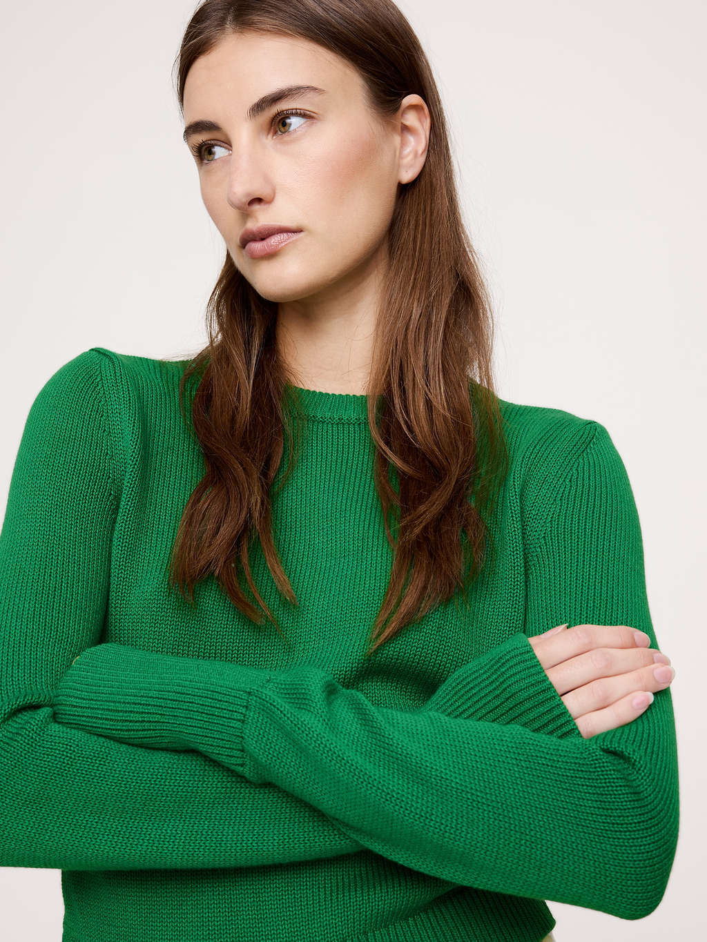 Larkspur Cotton-Silk Shrunken Sweater - Green Amazon