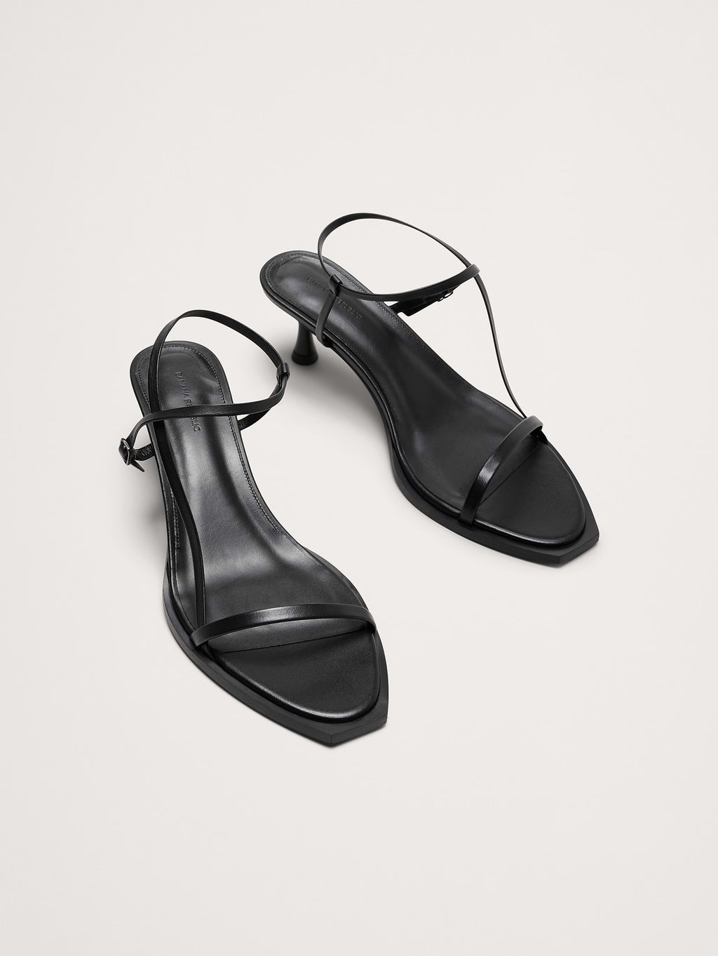 Kitten-Heel Sandal - Black Leather