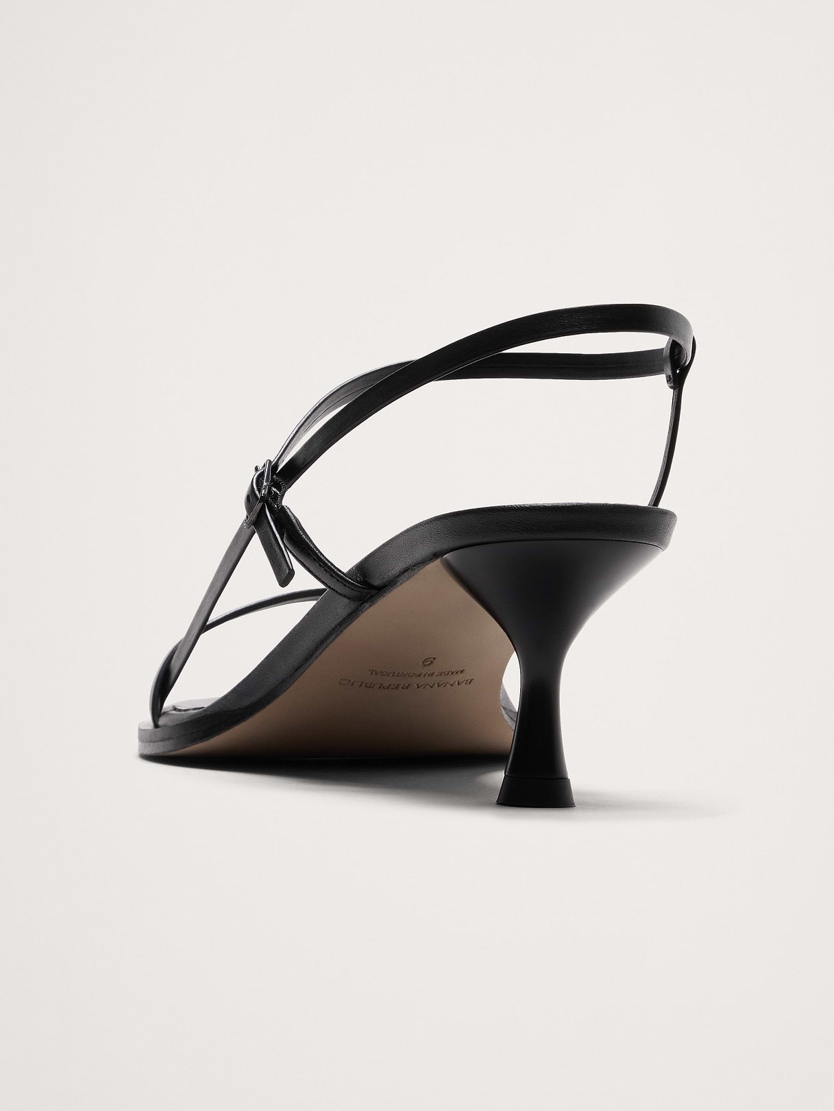 Kitten-Heel Sandal - Black Leather