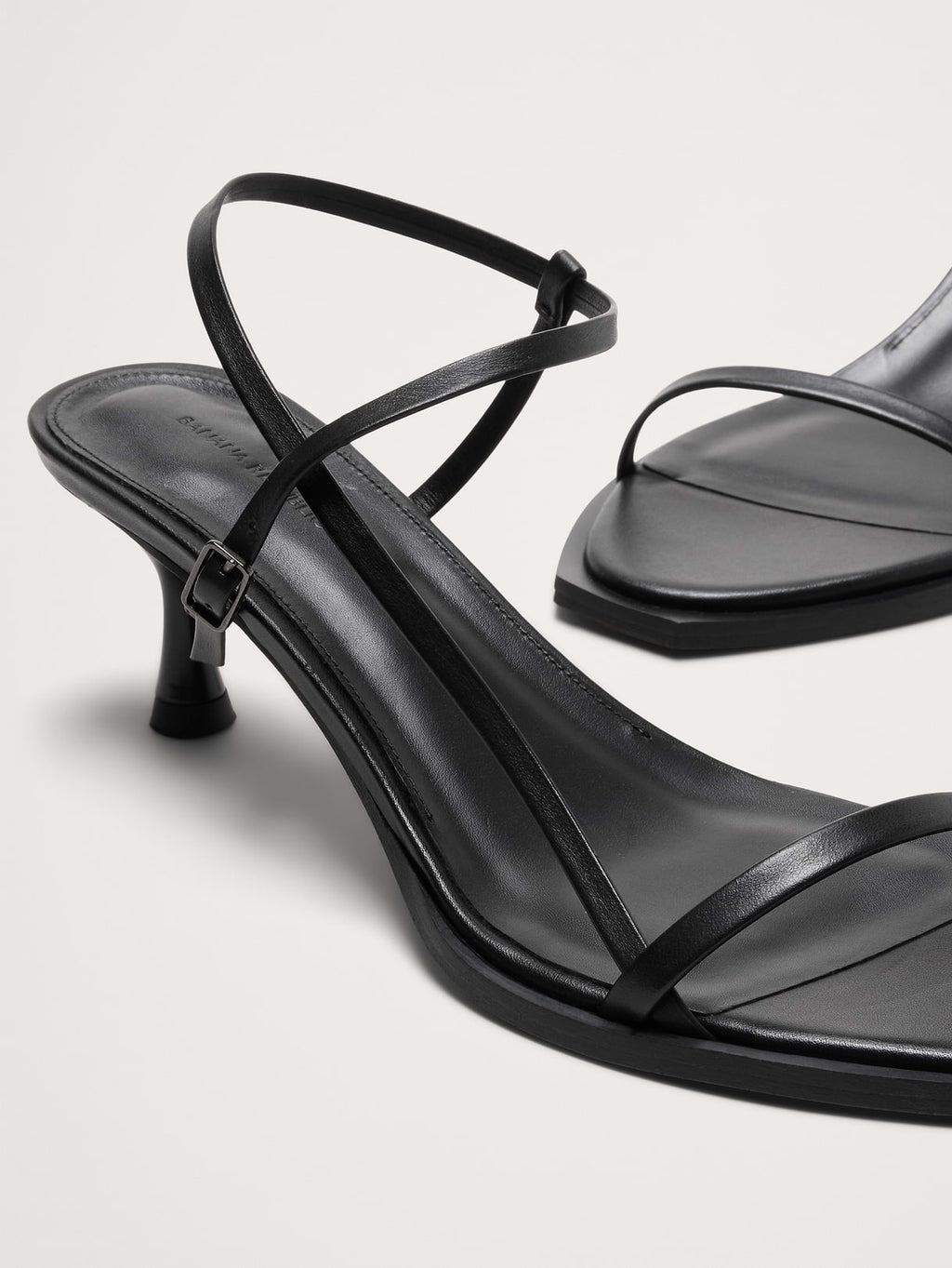 Kitten-Heel Sandal - Black Leather