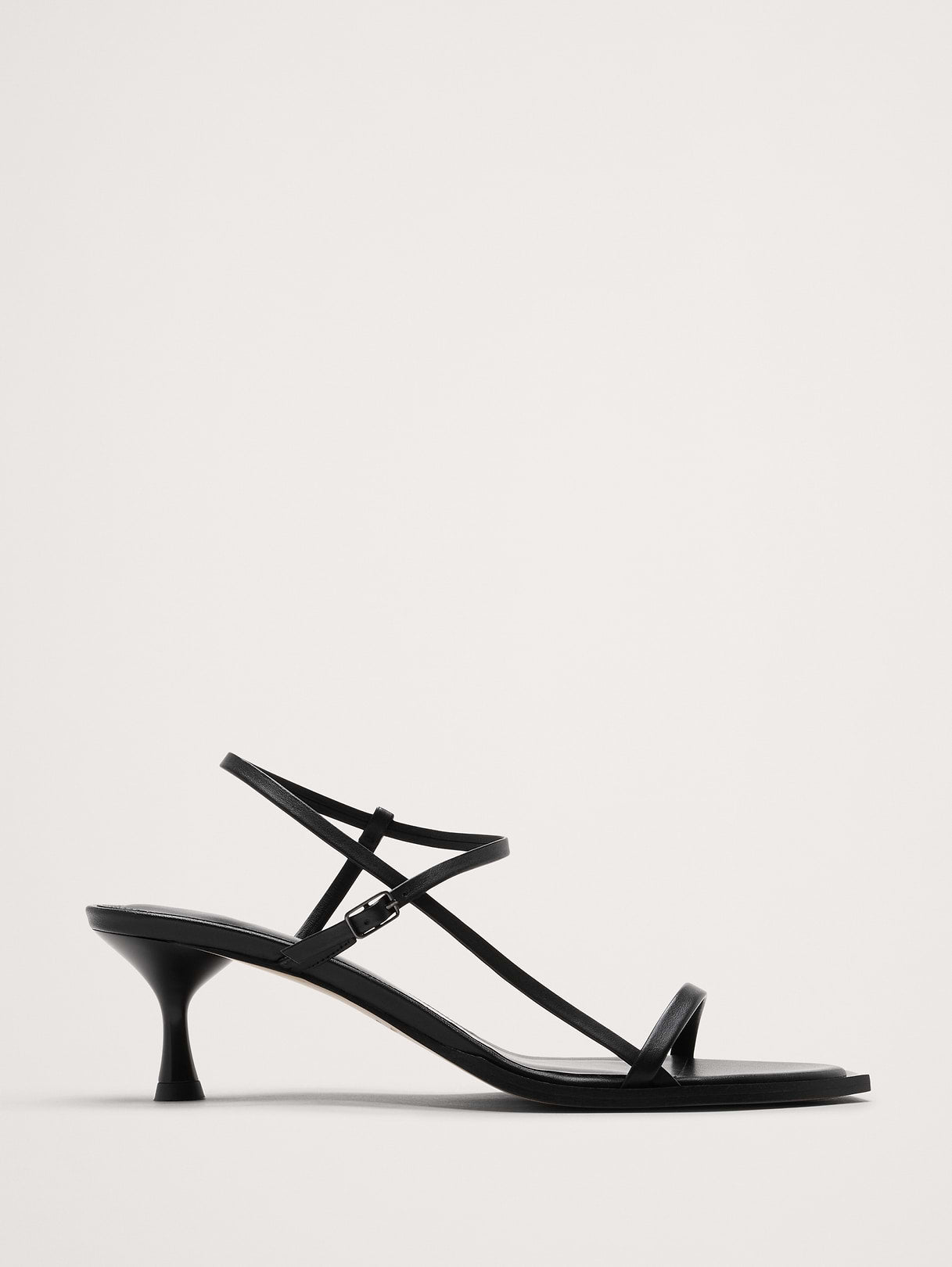 Kitten-Heel Sandal - Black Leather