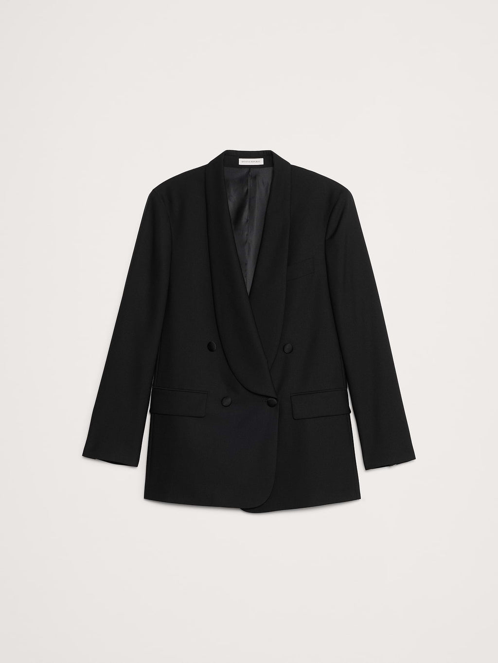 Relaxed Italian Barathea Tuxedo Jacket - Black