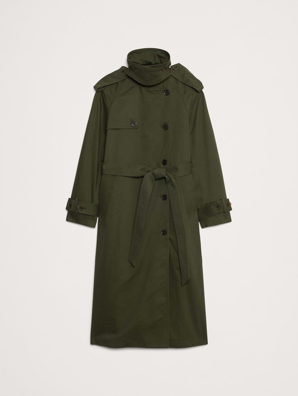 Classic Cotton Trench Coat - Dark Trees Green