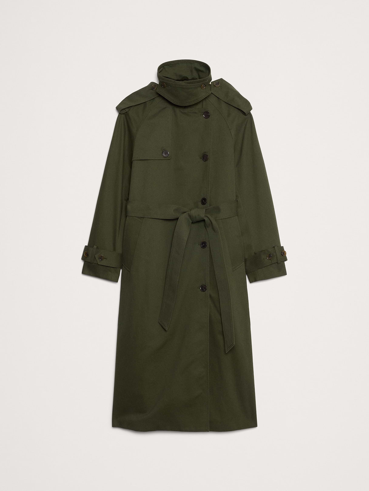 Classic Cotton Trench Coat - Dark Trees Green
