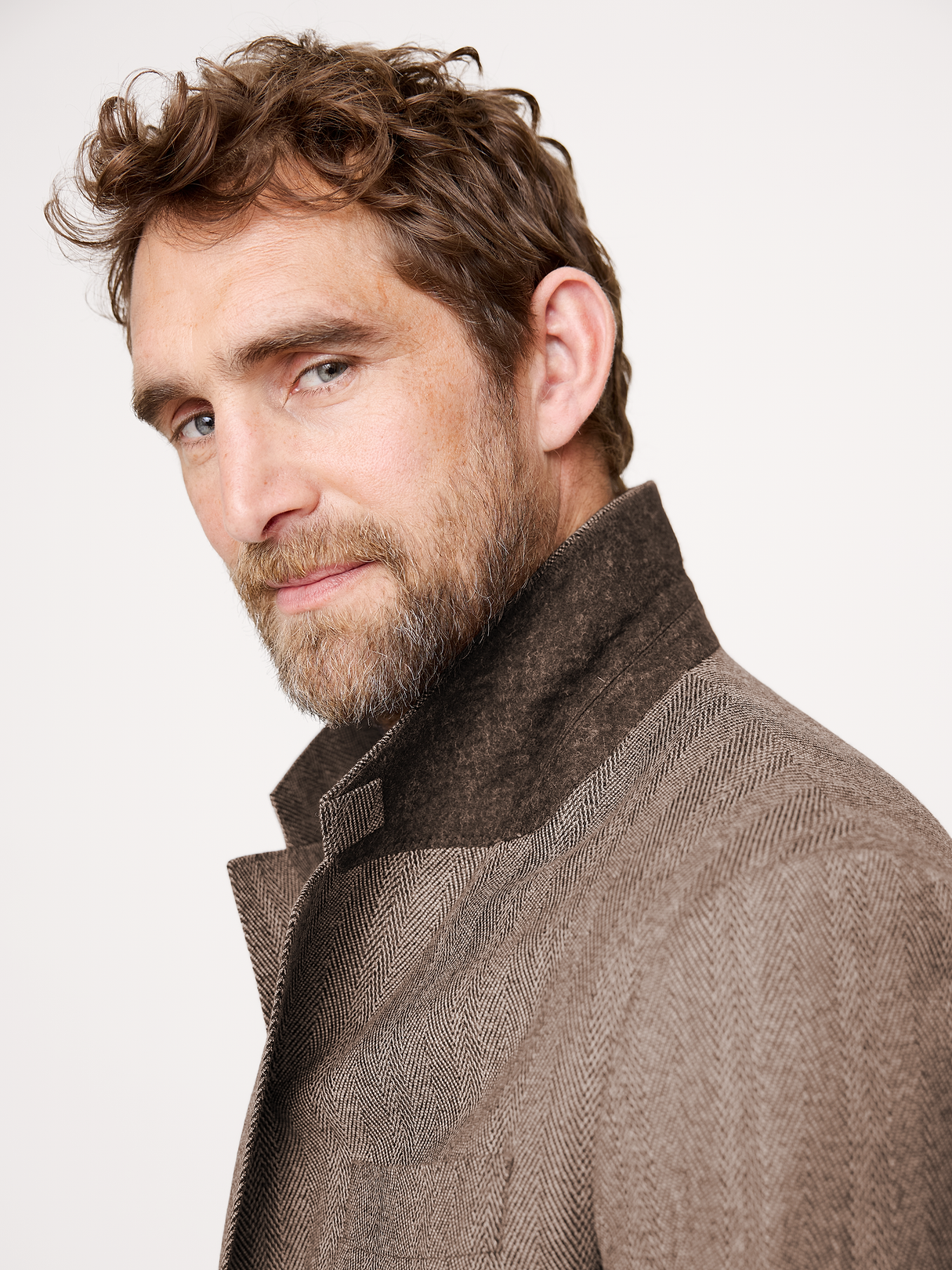 Relaxed Italian Herringbone Suit Jacket - Vintage Taupe
