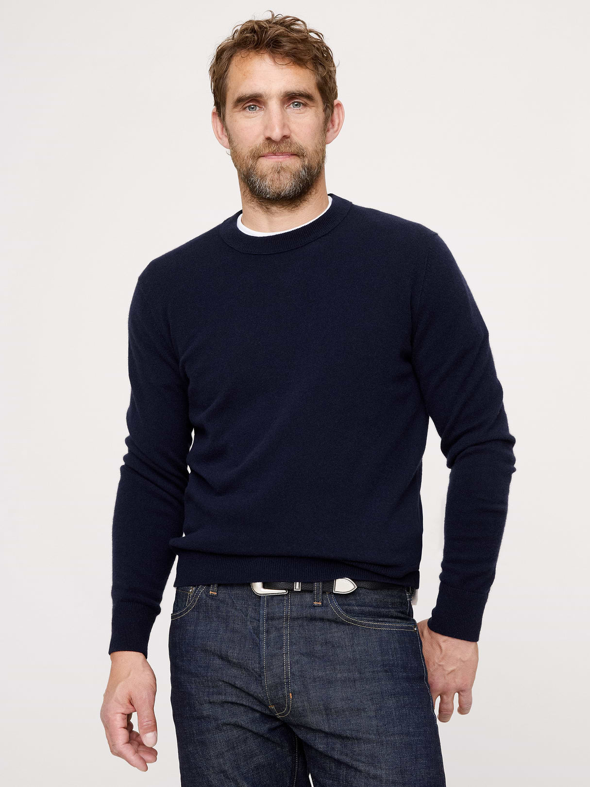 Cashmere Crew-Neck Sweater - Navy Blue