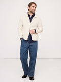 Plaid Texture Cotton Polo Cardigan - Cream White