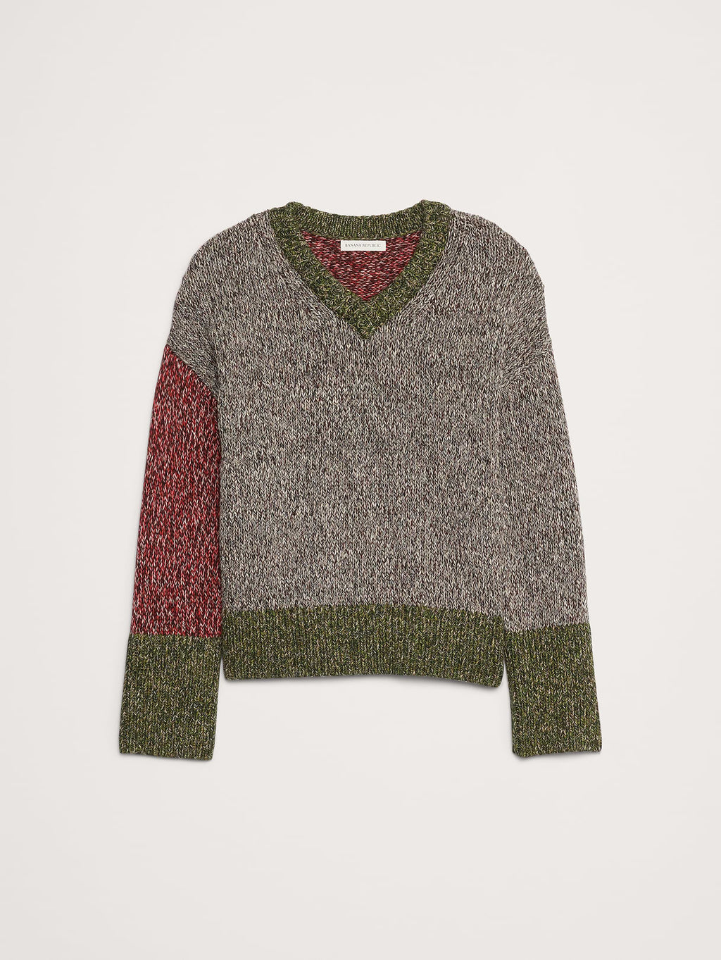 Cotton V-Neck Sweater - Red Multi
