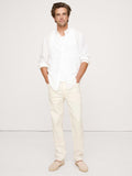 Slim Linen-Cotton Traveler Pant - White