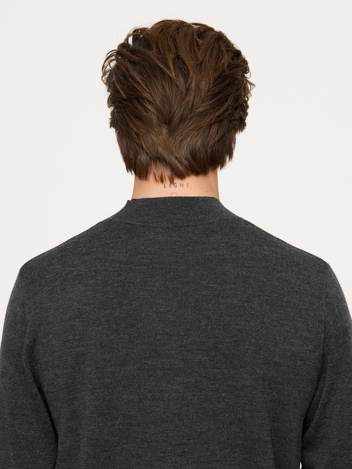 Merino Mock-Neck Sweater - Charcoal Gray