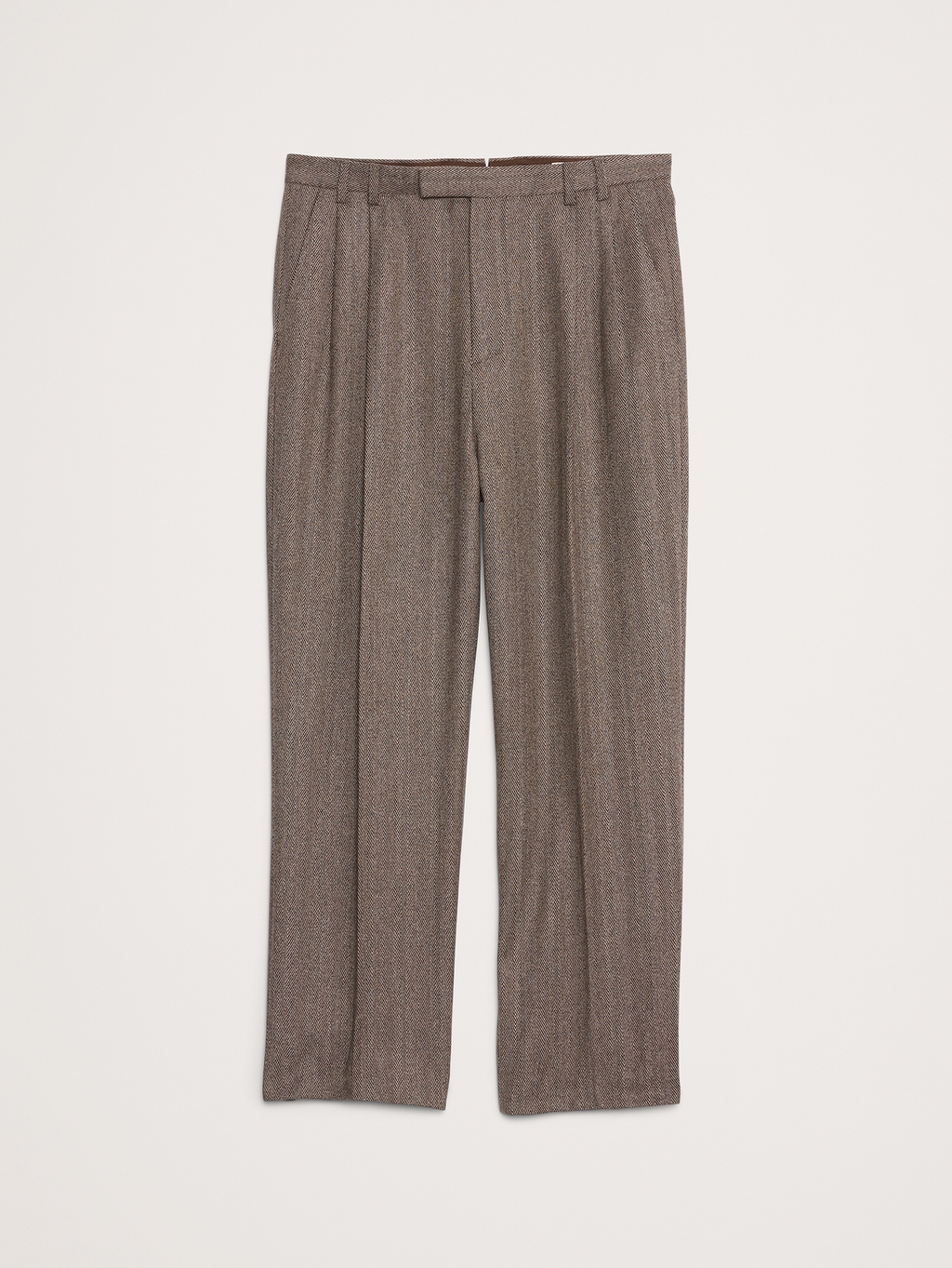 Straight Italian Herringbone Suit Pant - Vintage Taupe