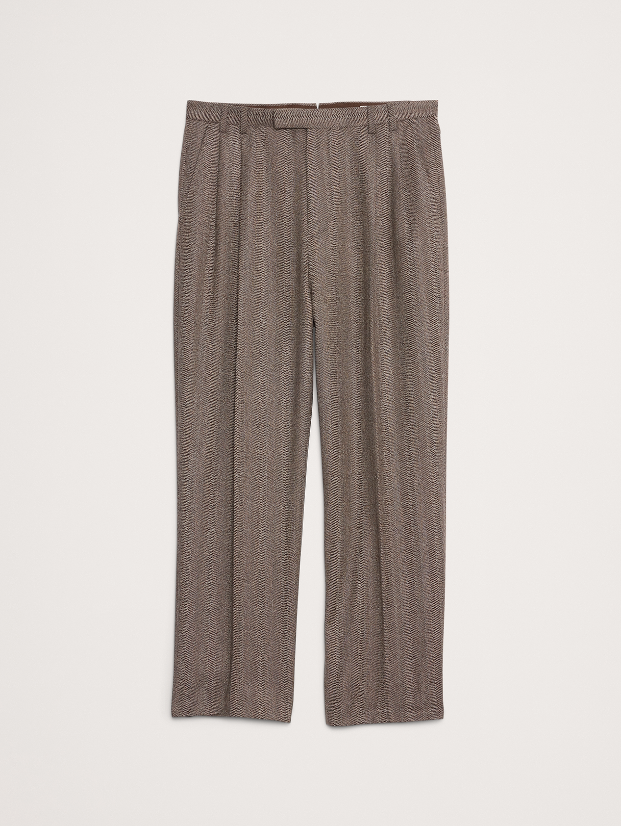 Straight Italian Herringbone Suit Pant - Vintage Taupe