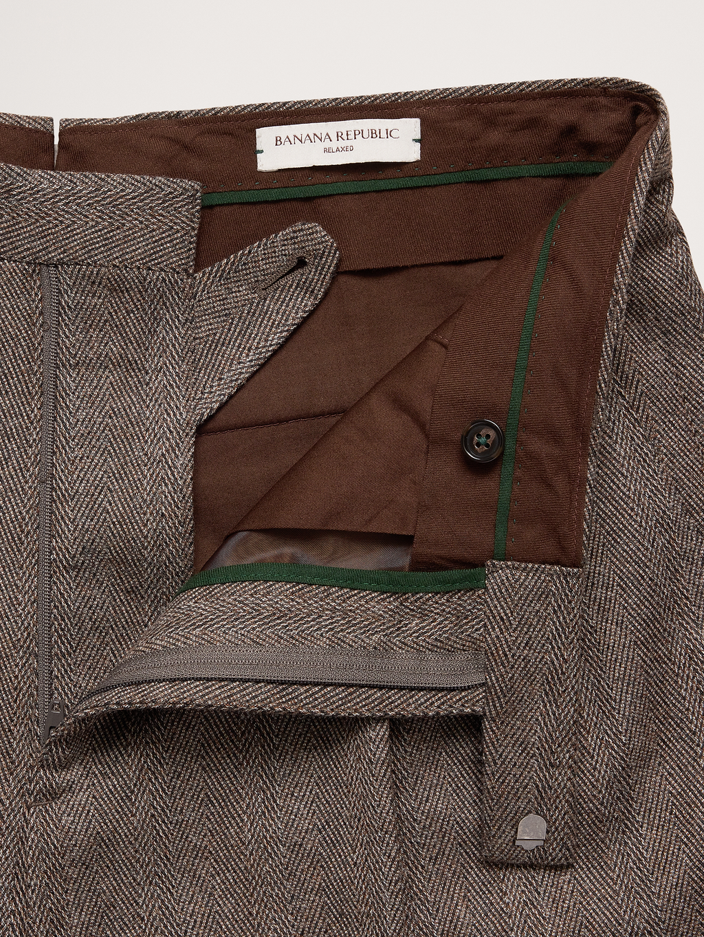 Straight Italian Herringbone Suit Pant - Vintage Taupe