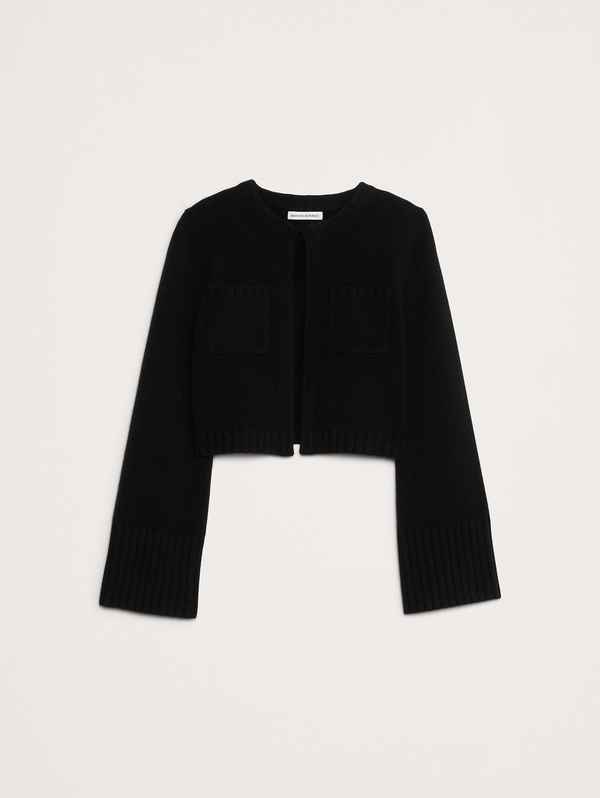 Merino-Cashmere Crop Cardigan - Black