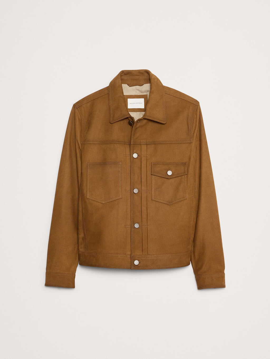 Nubuck Leather Trucker Jacket - Hazelnut Brown