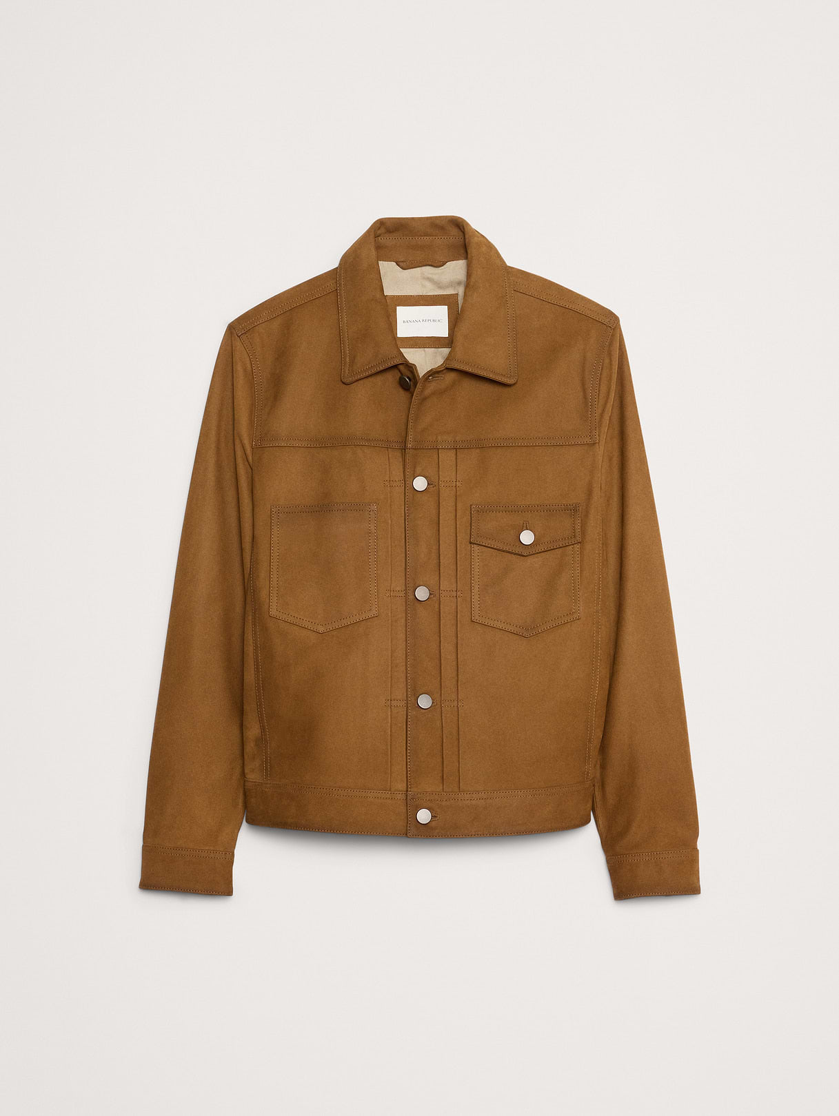 Nubuck Leather Trucker Jacket - Hazelnut Brown