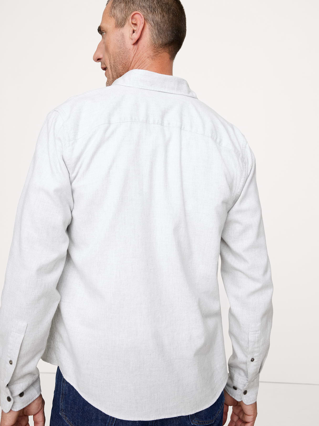 Standard-Fit Lightweight Flannel Shirt - Light Gray