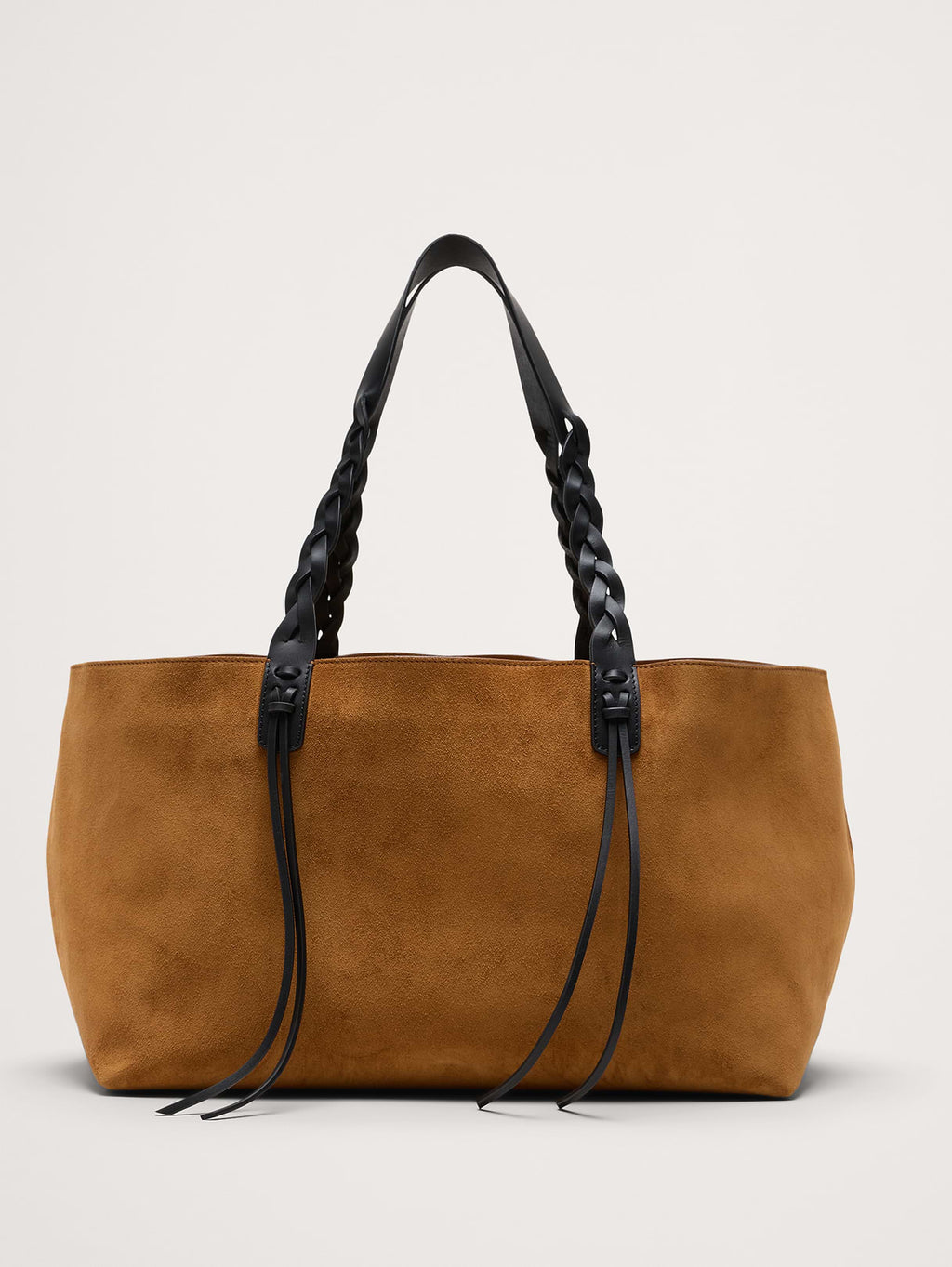 Large Leather East-West Tote - Saddle Brown