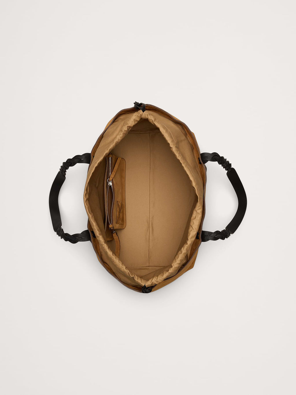 Large Leather East-West Tote - Saddle Brown