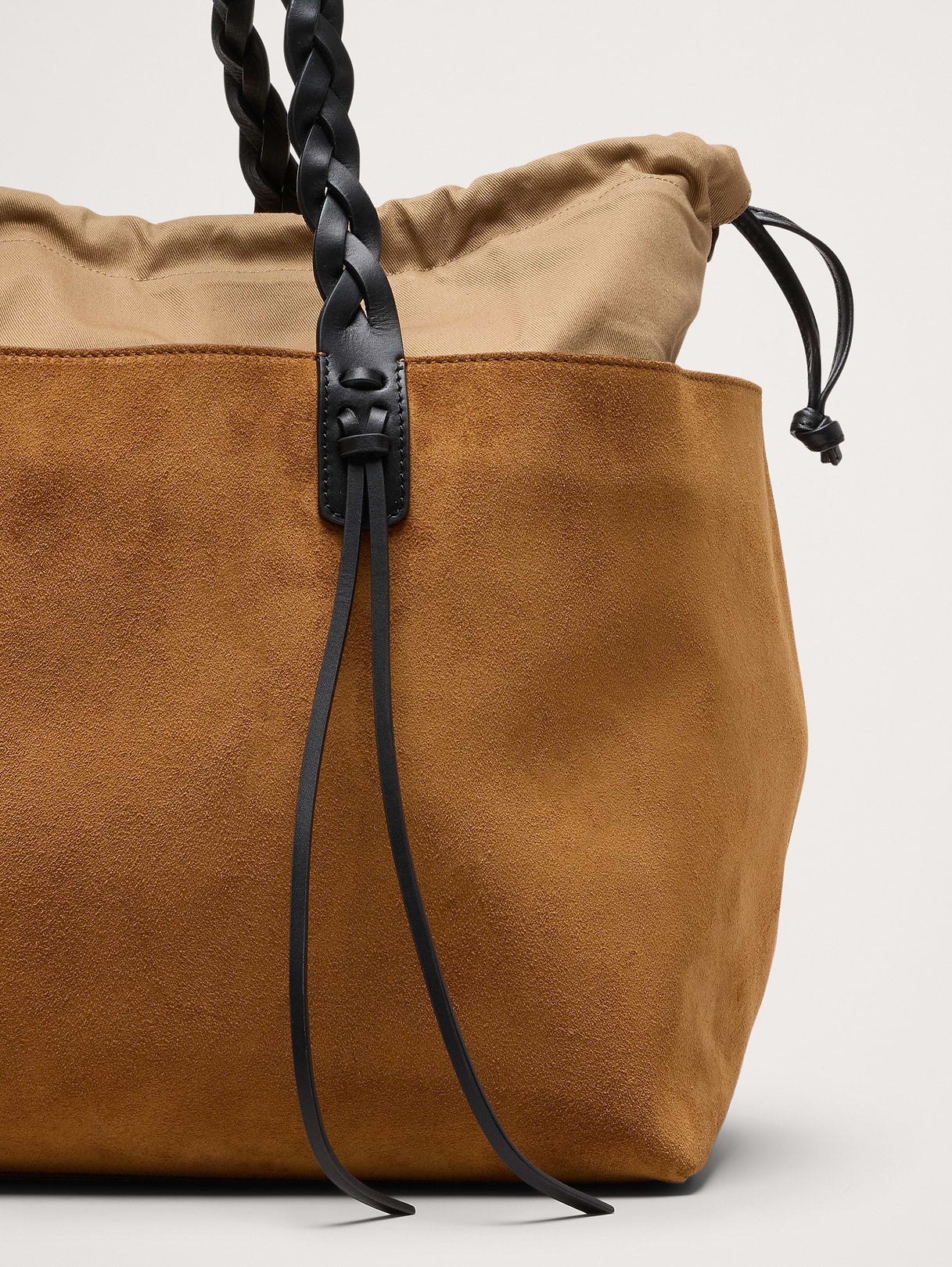 Large Leather East-West Tote - Saddle Brown
