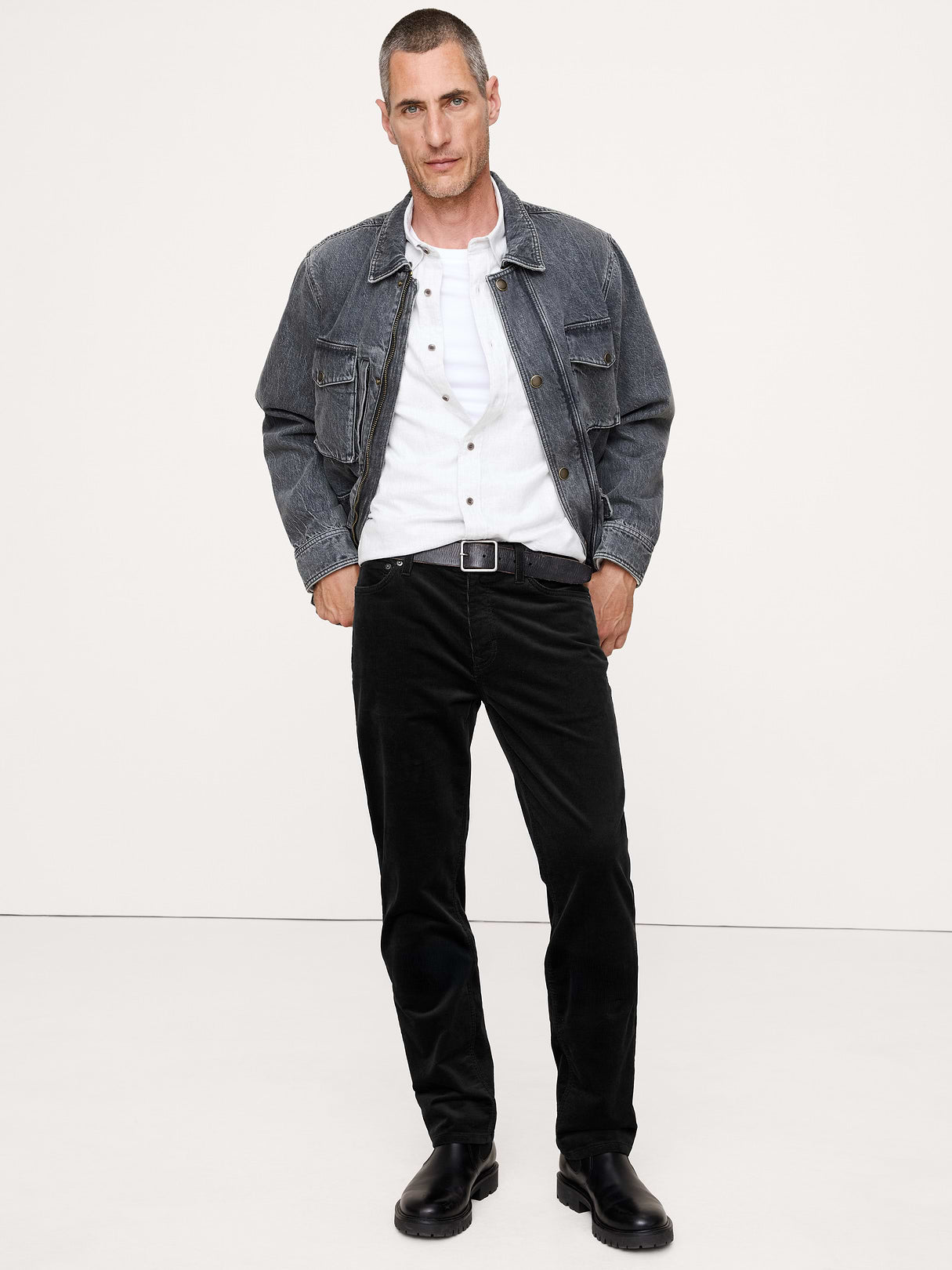 Straight Stretch-Corduroy Traveler Pant - Slate Gray