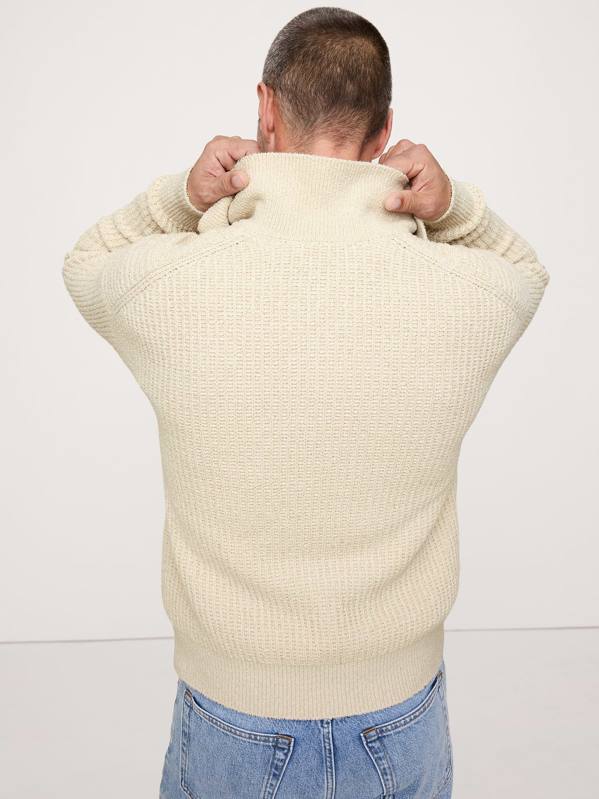 Chunky Cotton-Blend Sweater Polo - Cream White