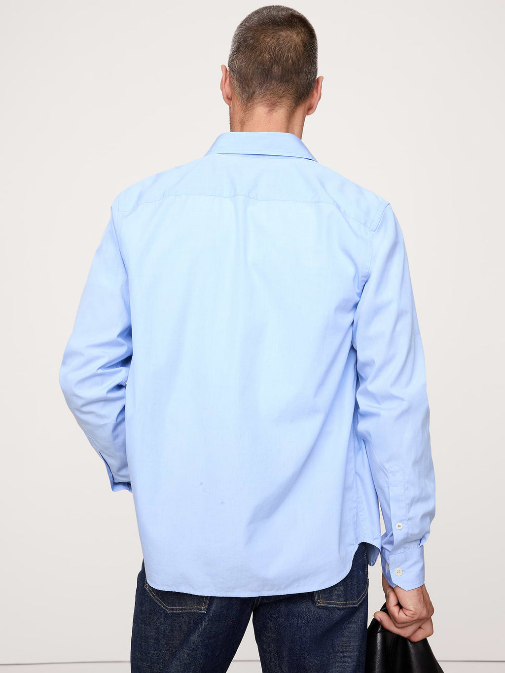 Standard-Fit Washed Cotton Poplin Shirt - Light Blue Heather