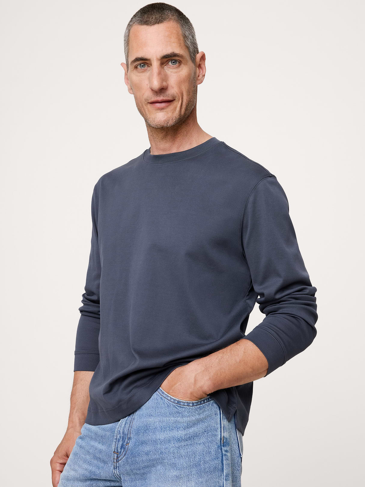 Silky-Cotton Crew-Neck T-Shirt - Blue Charcoal