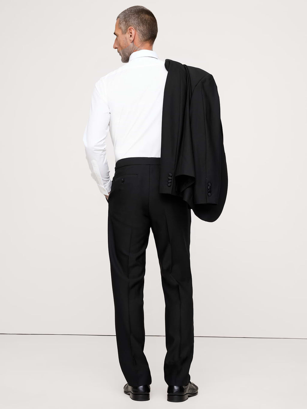 Slim Italian Barathea Tuxedo Pant - Black