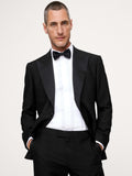 Slim Italian Barathea Tuxedo Jacket - Black