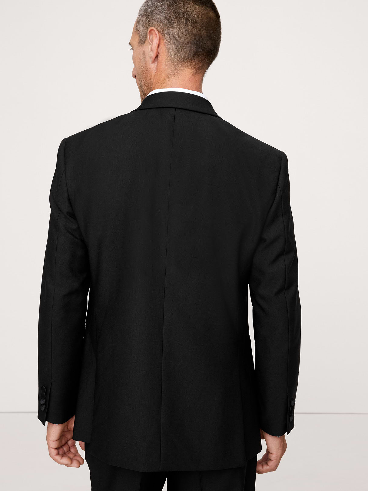 Slim Italian Barathea Tuxedo Jacket - Black
