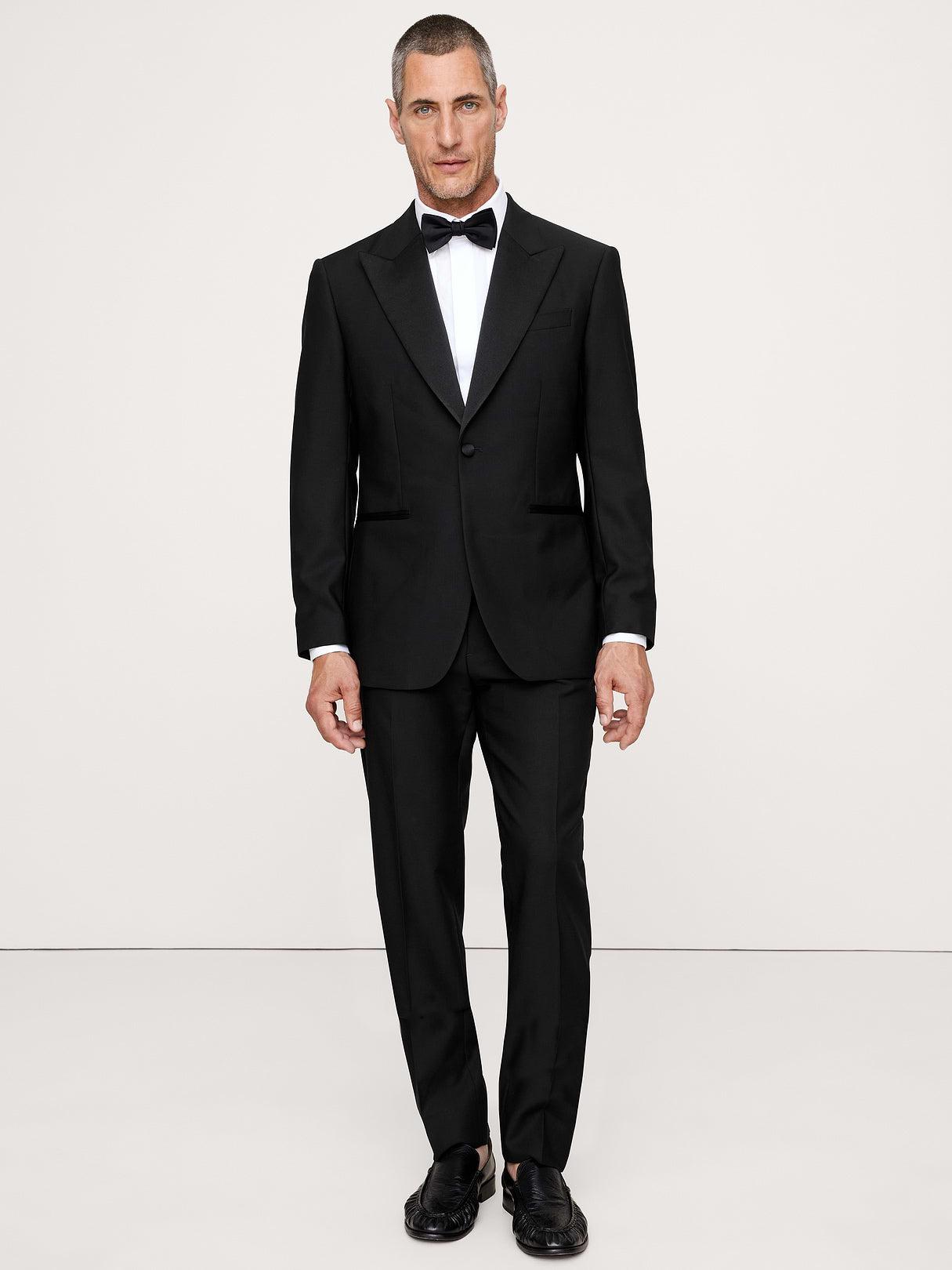 Slim Italian Barathea Tuxedo Jacket - Black