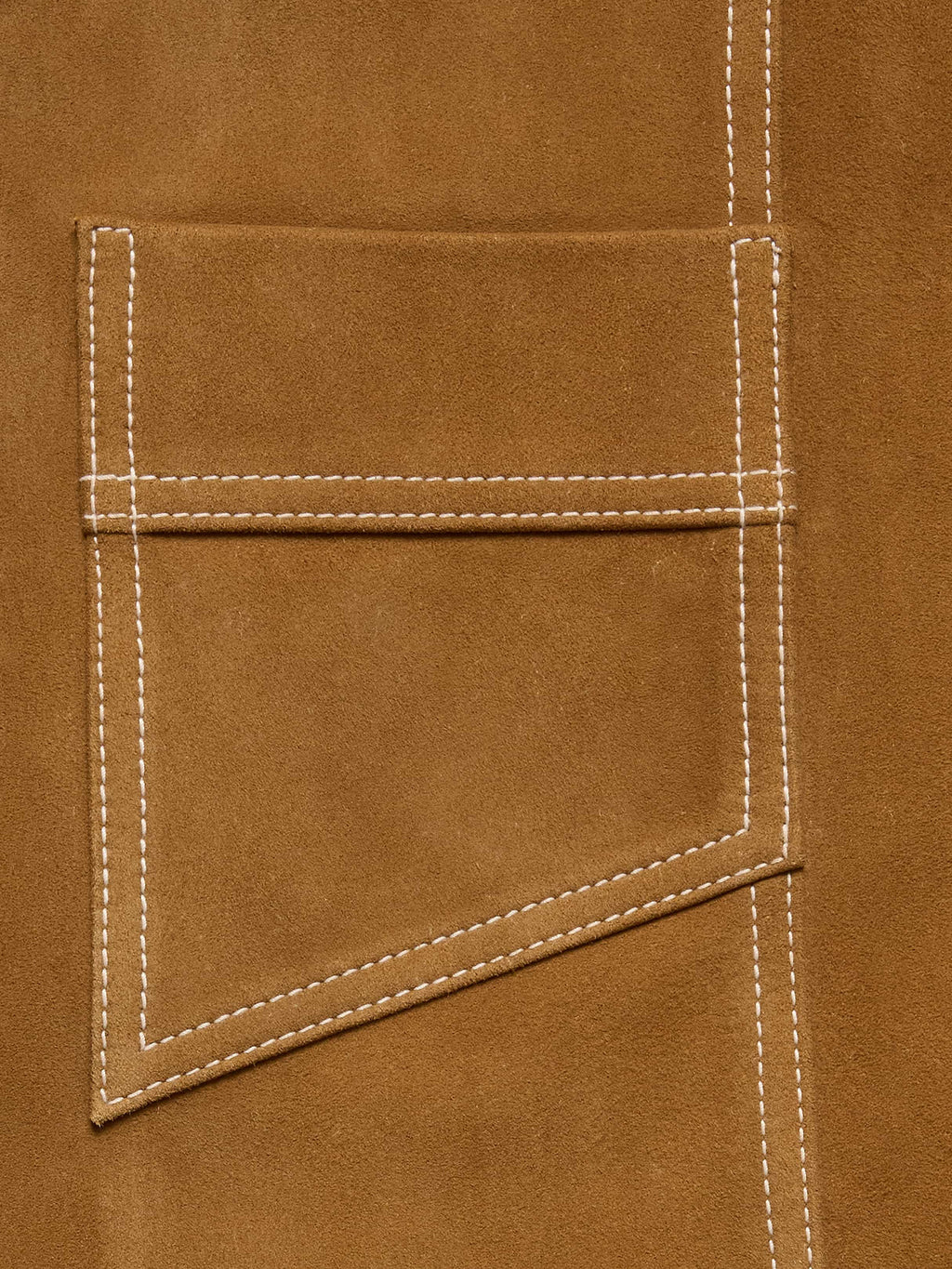 Oversized Short Suede Jacket - Camel