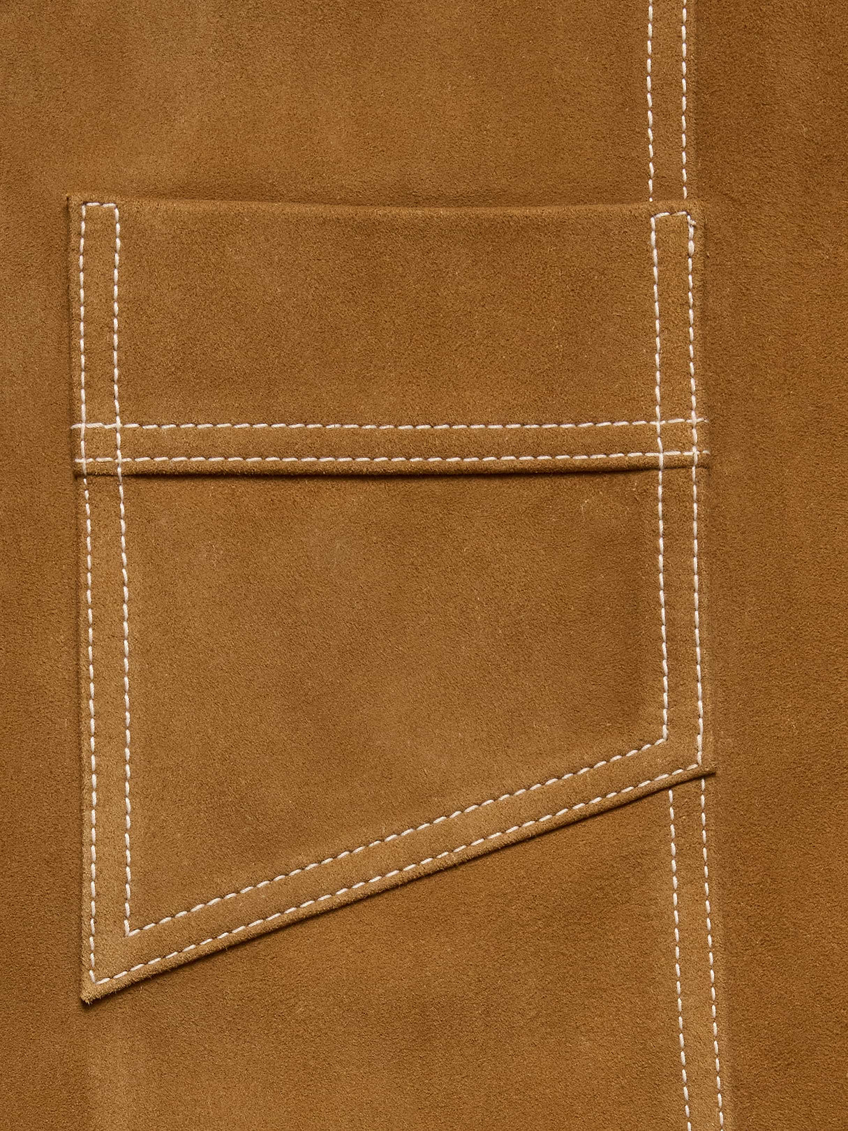 Oversized Short Suede Jacket - Camel