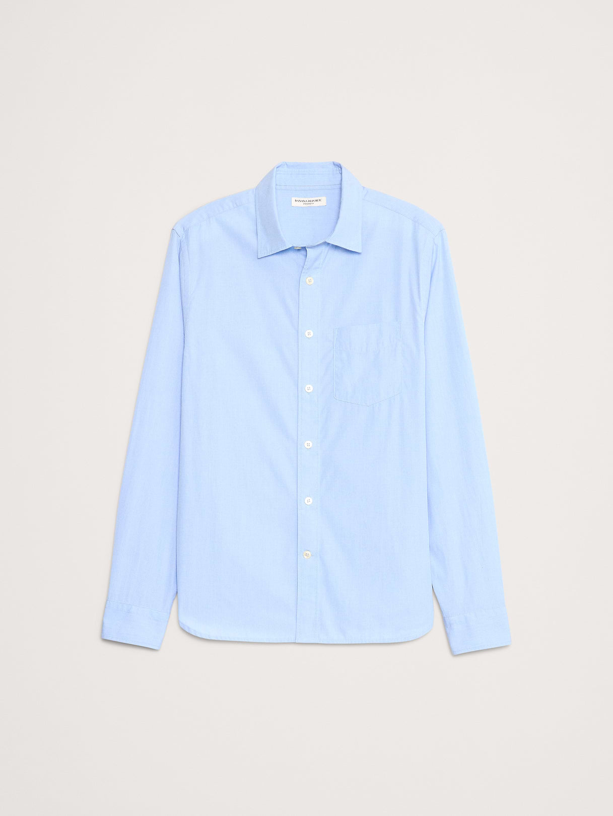 Standard-Fit Washed Cotton Poplin Shirt - Light Blue Heather