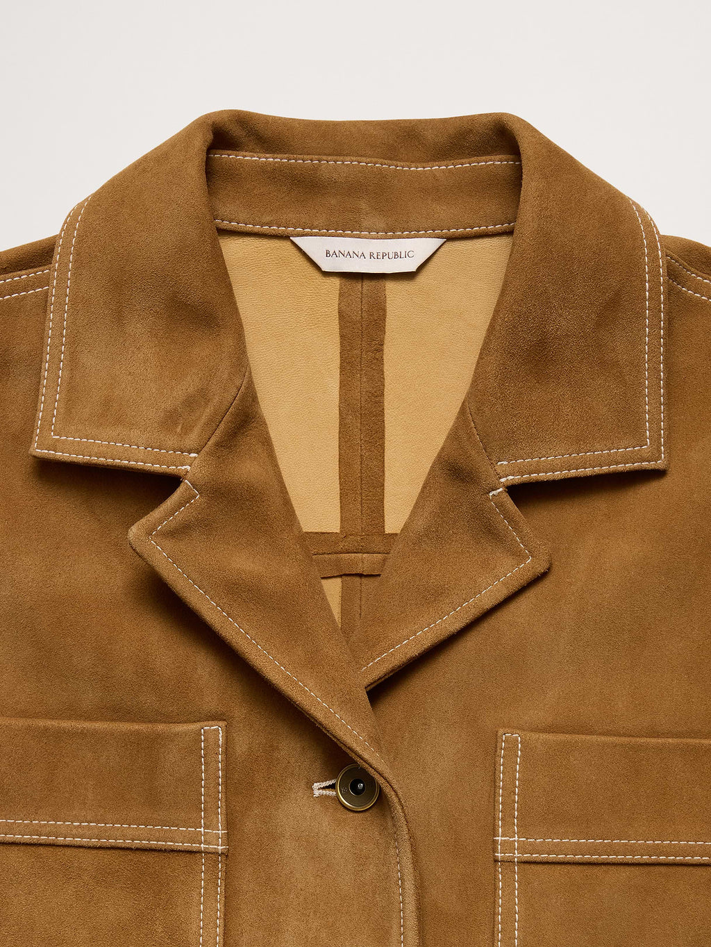 Oversized Short Suede Jacket - Camel