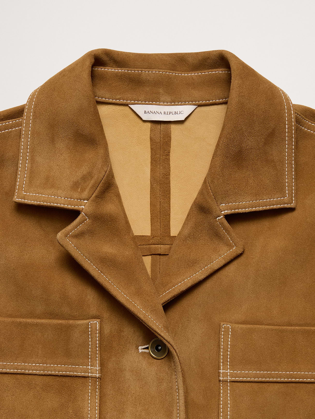 Oversized Short Suede Jacket - Camel