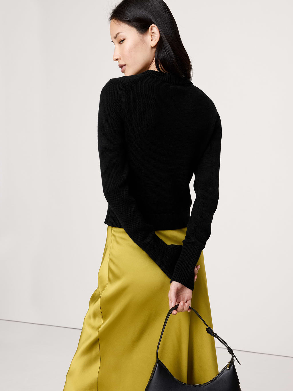 Larkspur Cotton-Silk Shrunken Sweater - Black