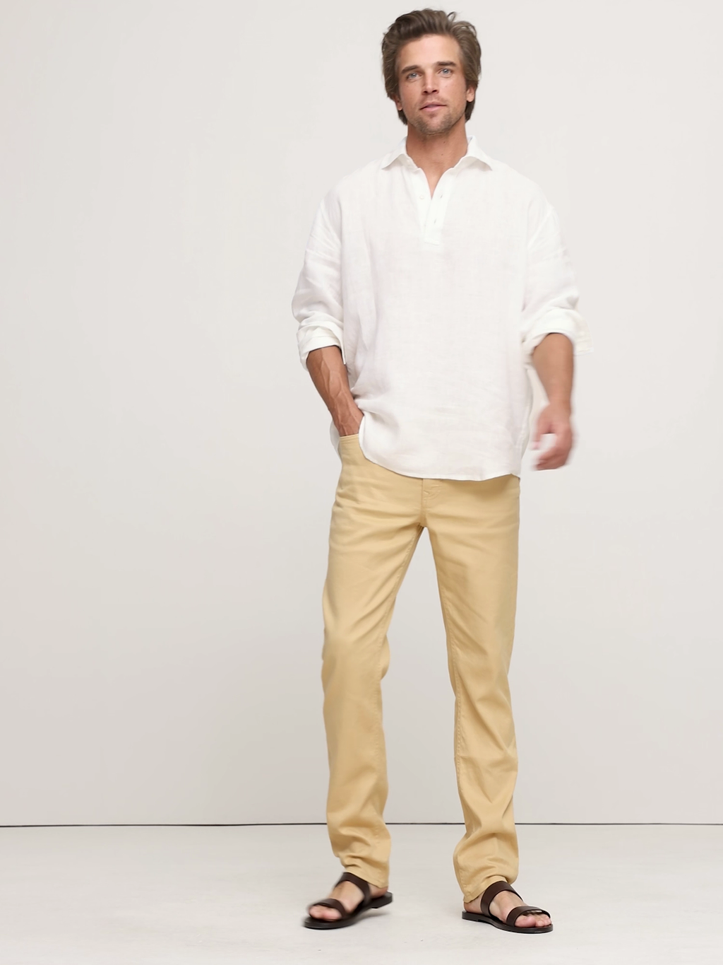 Slim Linen-Cotton Traveler Pant - Sahara Sun Yellow