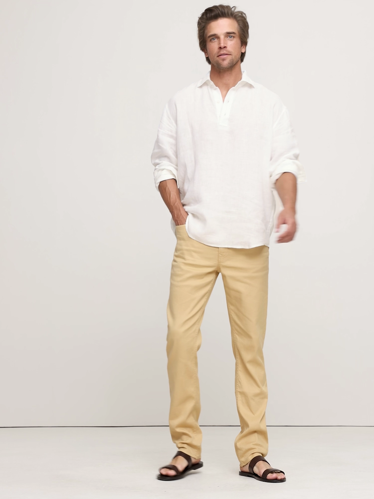 Slim Linen-Cotton Traveler Pant - Sahara Sun Yellow