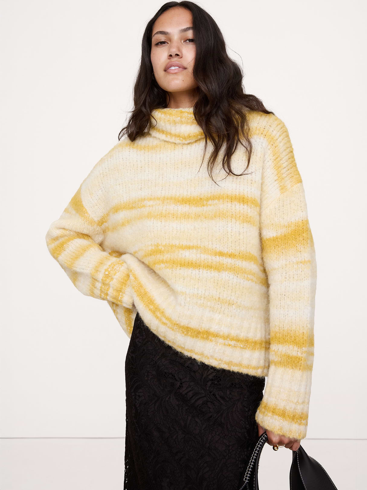 Italian Alpaca-Blend Funnel-Neck Sweater - Yellow Glow