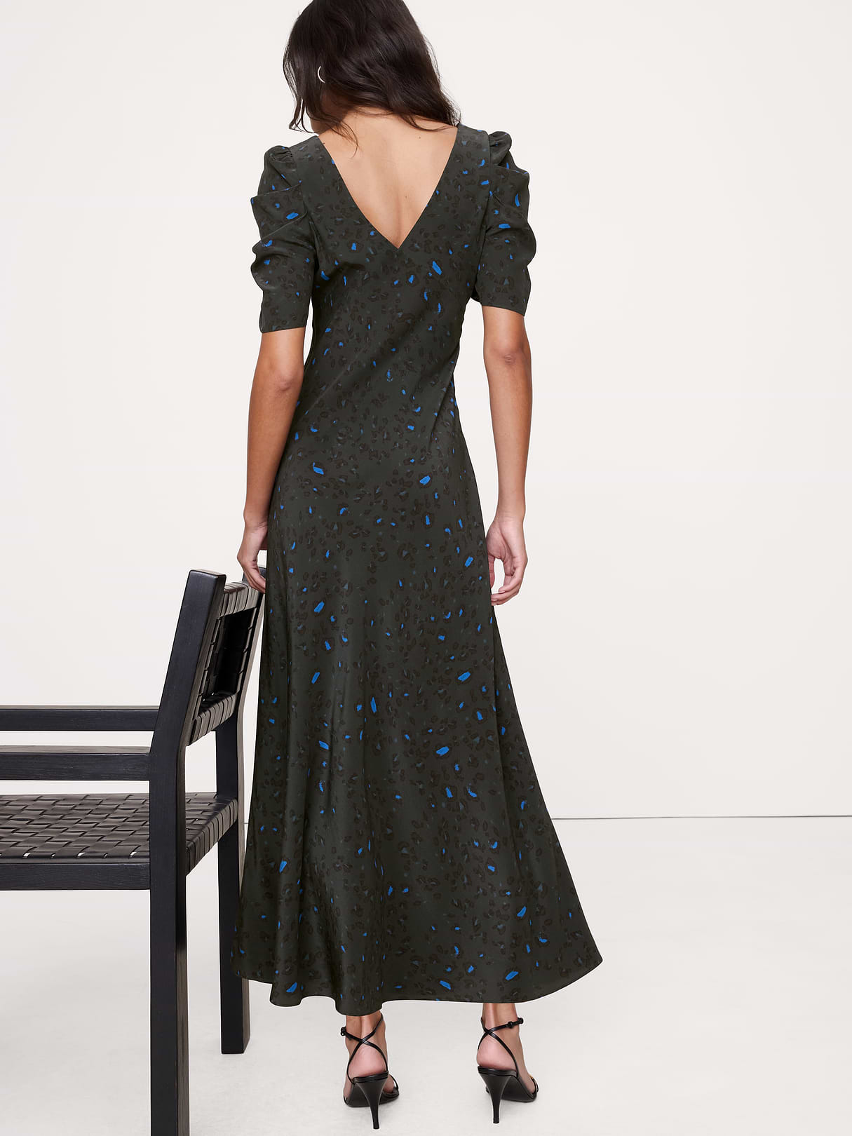 Matte Silk Maxi Dress - Forest Green Leopard