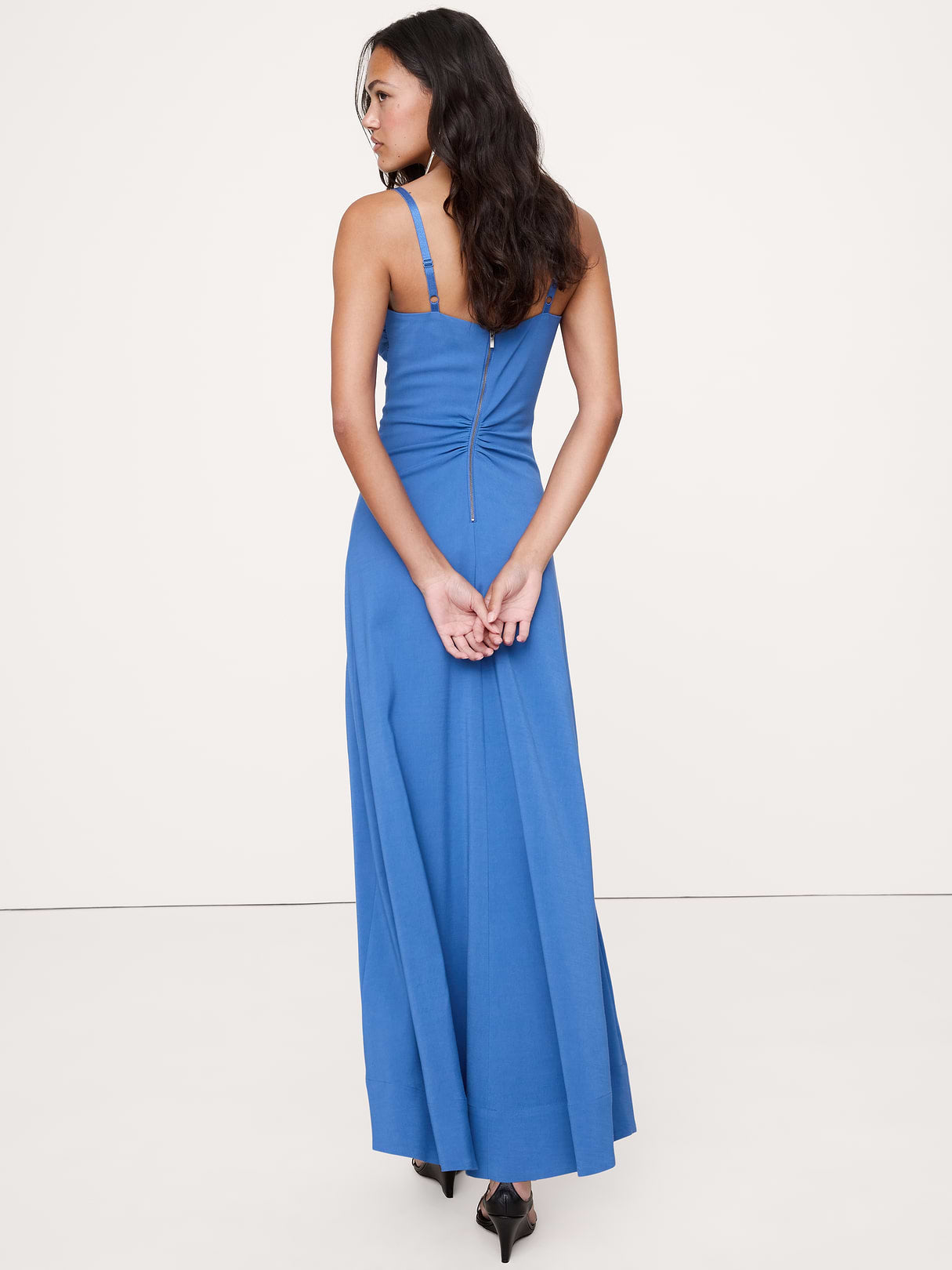 Stretch-Sateen Sweetheart Maxi Dress - Blue Catamaran