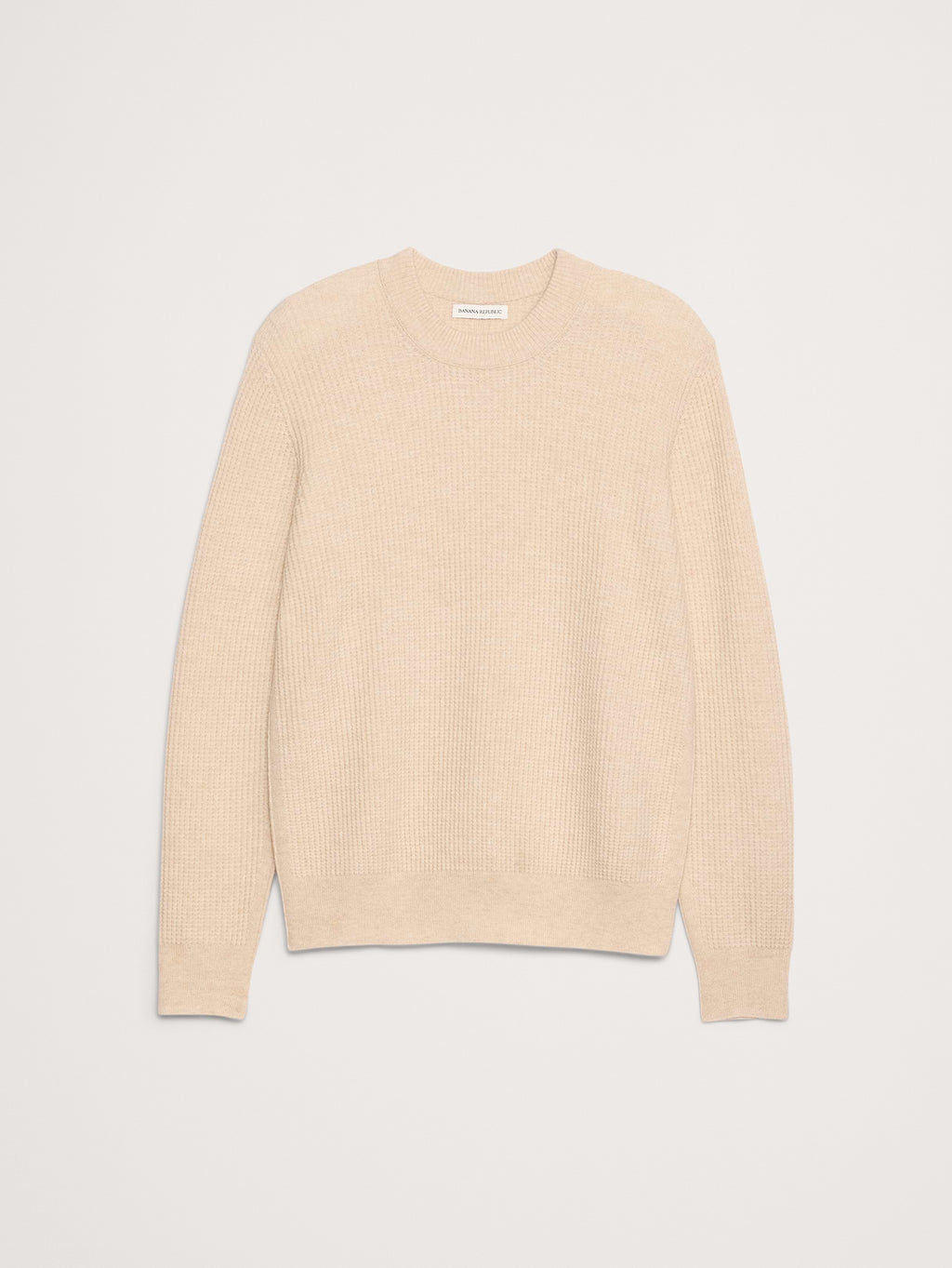 Italian Merino-Cashmere Waffle-Knit Sweater - Oatmeal