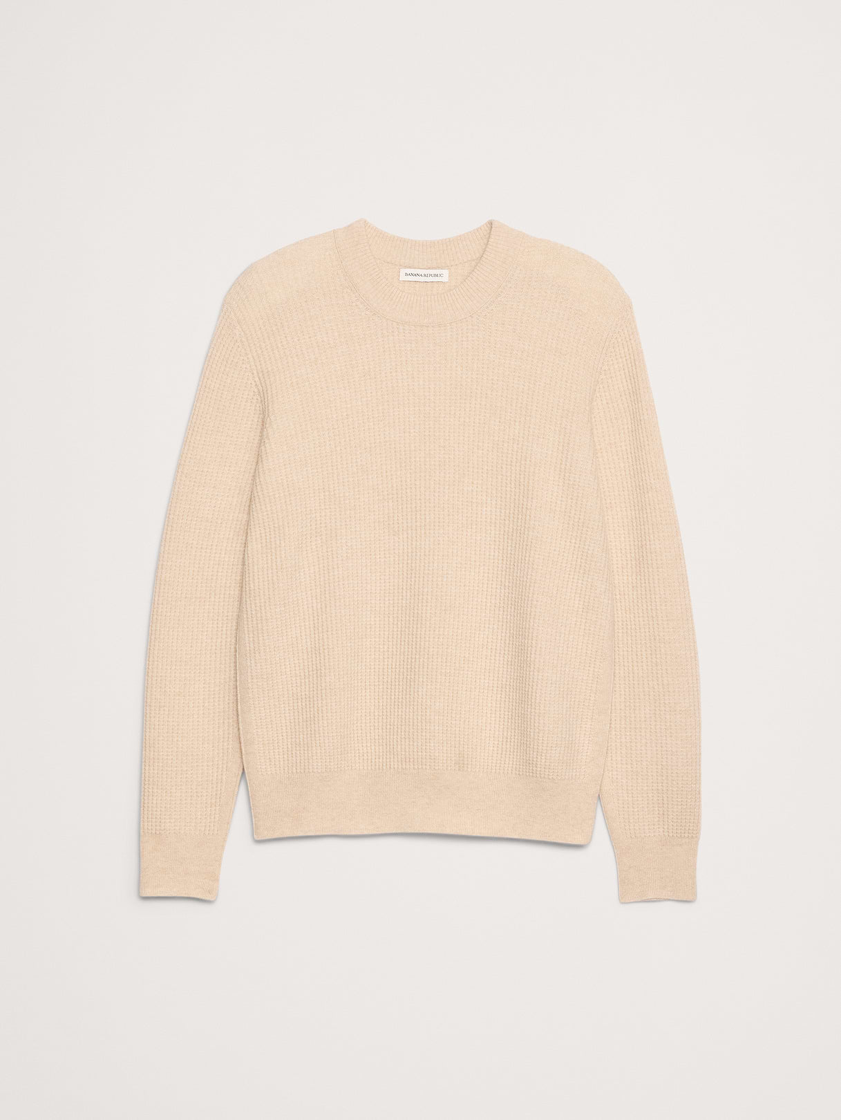 Italian Merino-Cashmere Waffle-Knit Sweater - Oatmeal