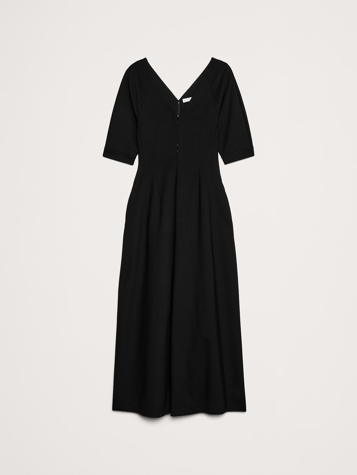 Ponte Puff-Sleeve Maxi Dress - Black