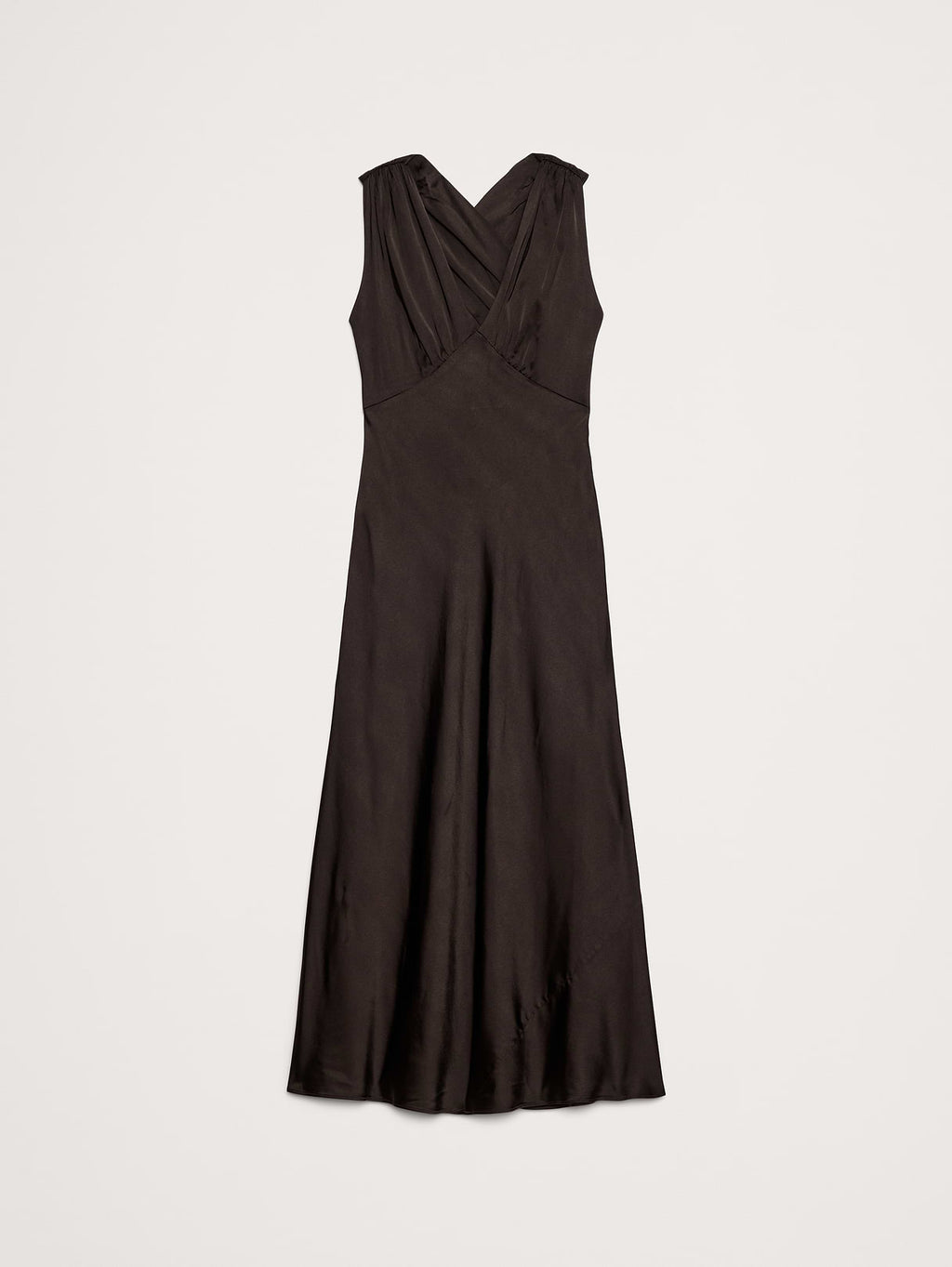 Stretch-Satin Cross-Back Maxi Dress - Ganache Brown