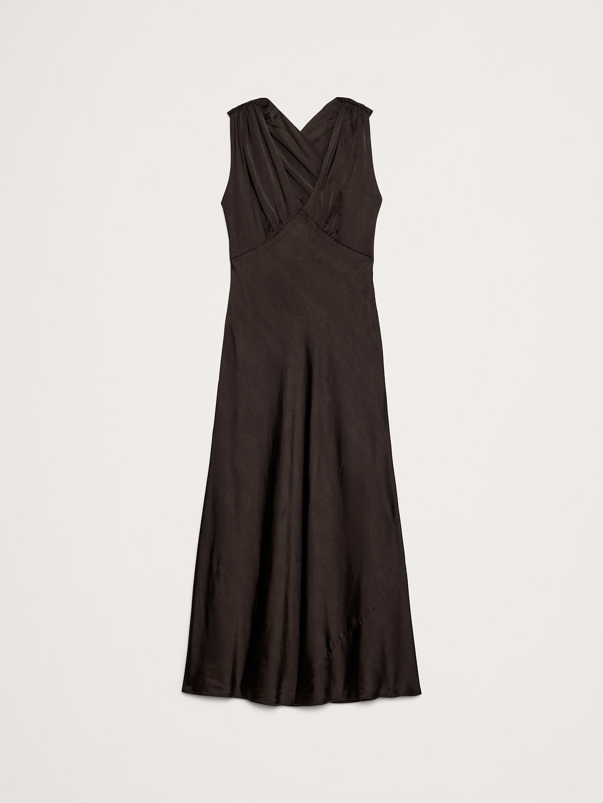 Stretch-Satin Cross-Back Maxi Dress - Ganache Brown
