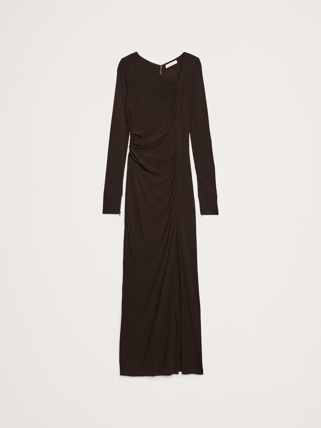 Matte Jersey Ruched Maxi Dress - Ganache Brown
